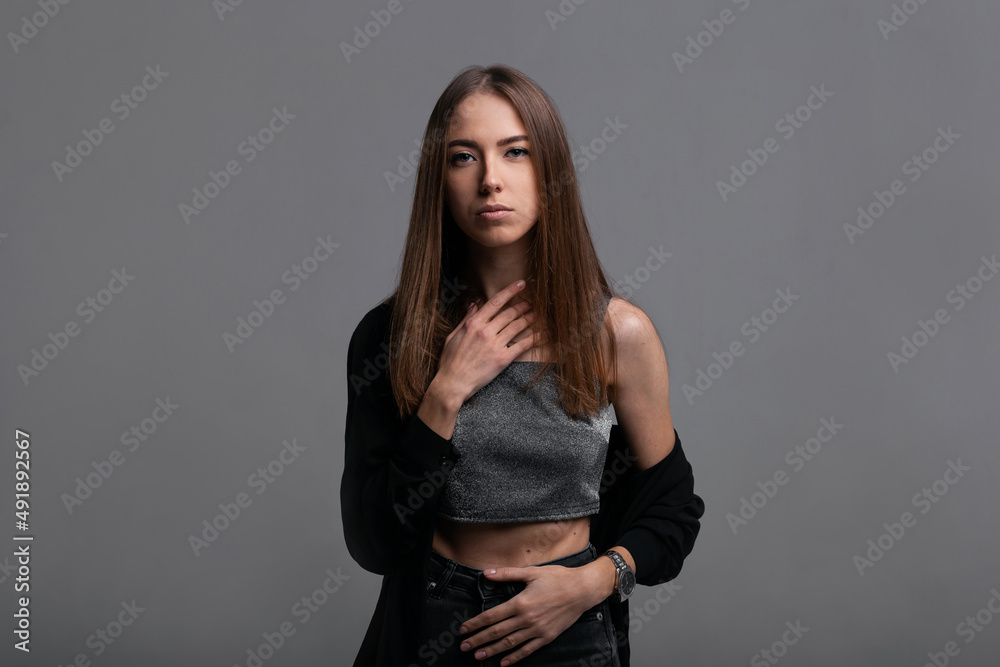 Studio portraits of a young Ukrainian girl. fashion industry Studio portraits of a young Ukrainian girl. fashion industry