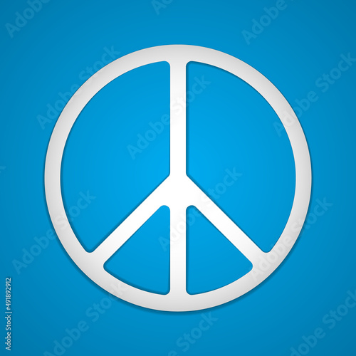 White Peace icon isolated on blue background. Pacific logo, sign. Hippie symbol of peace. Design element for anti-war company. Vector illustration. EPS10.