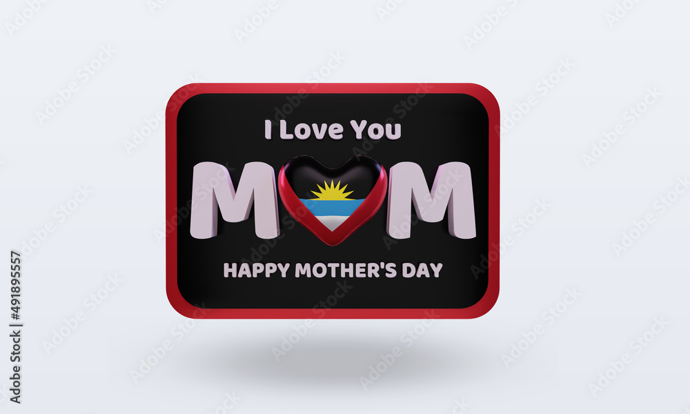 3d mothers day Antigua and Barbuda flag rendering front view 3d mothers day Antigua and Barbuda flag rendering front view