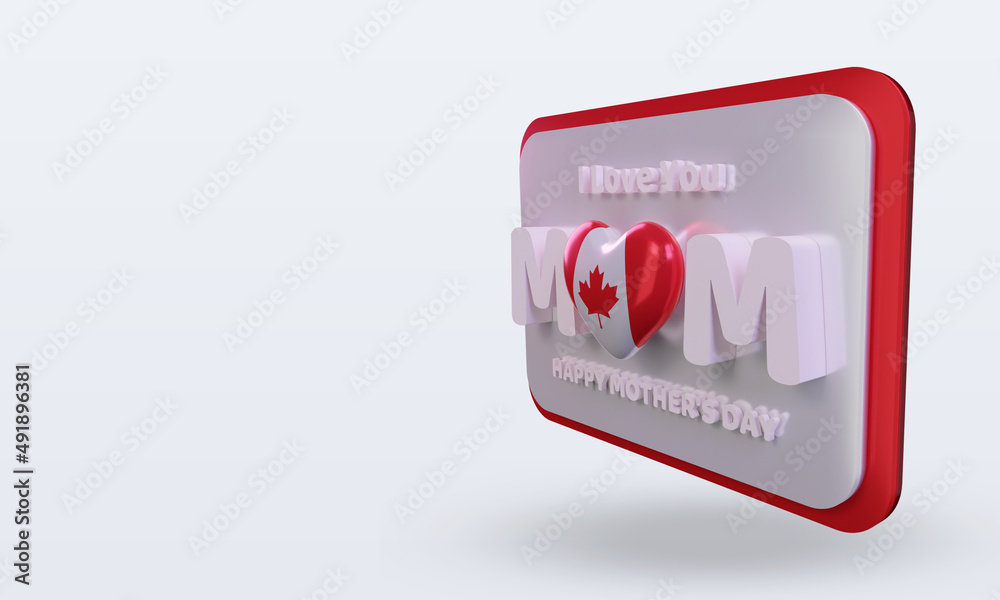3d mothers day Canada flag rendering right view 3d mothers day Canada flag rendering right view
