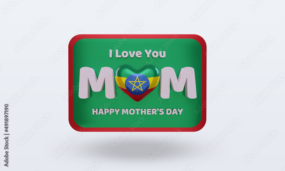 3d mothers day Ethiopia flag rendering front view