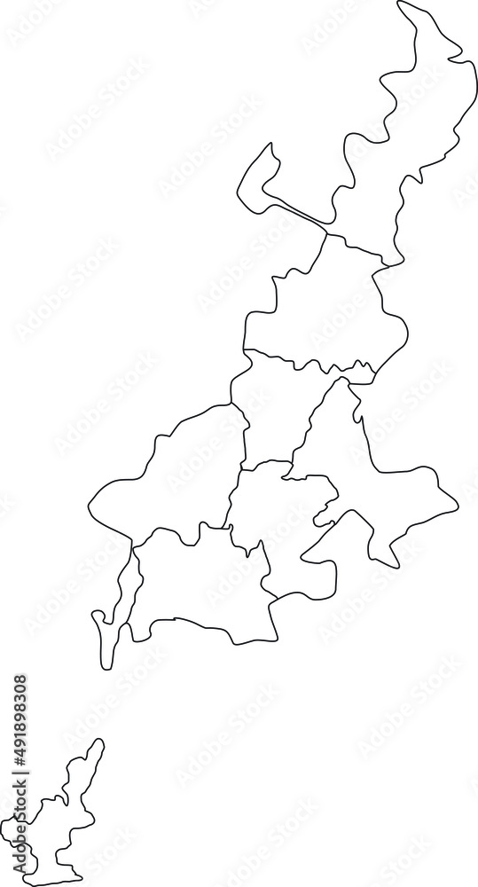 White flat blank vector administrative map of KRYVYI RIH, UKRAINE with black border lines of its districts