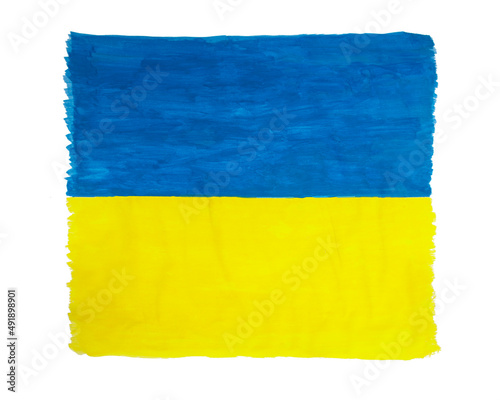 Painted ukrainian national flag no war concept isolated on the white