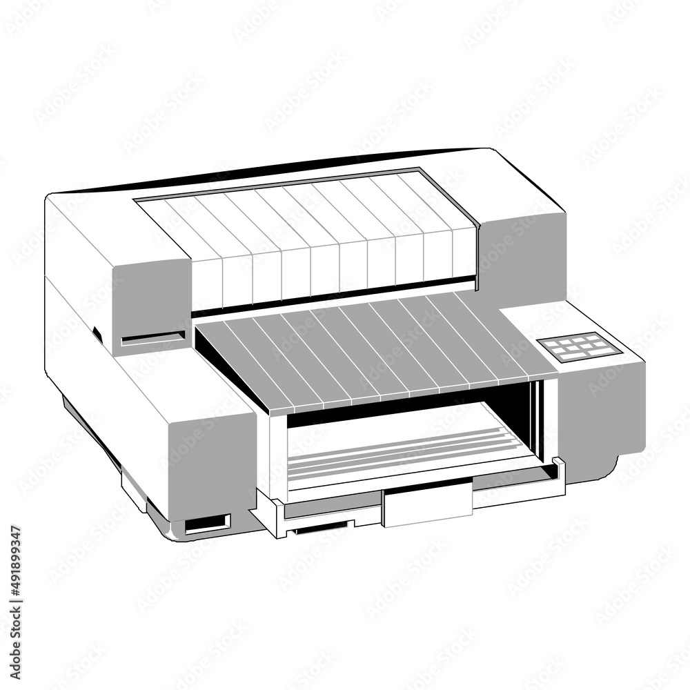 old printer design, vector illustration eps 10 on a white background old printer design, vector illustration eps 10 on a white background