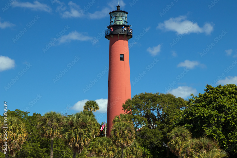 Red Colored Lighthouse near Jupiter, Floriday