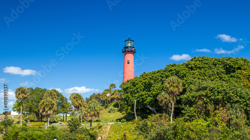Red Colored Lighthouse near Jupiter, Floriday photo