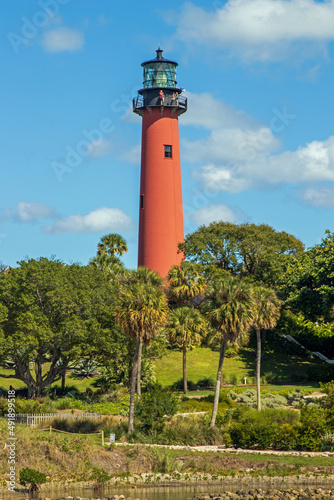 Red Colored Lighthouse near Jupiter, Floriday photo