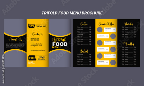 Trifold food menu template brochure
