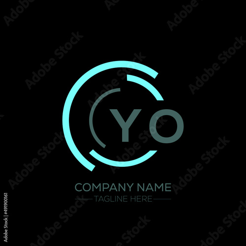 YO logo monogram isolated on circle element design template, YO letter logo design on black background. YO creative initials letter logo concept. YO letter  design.