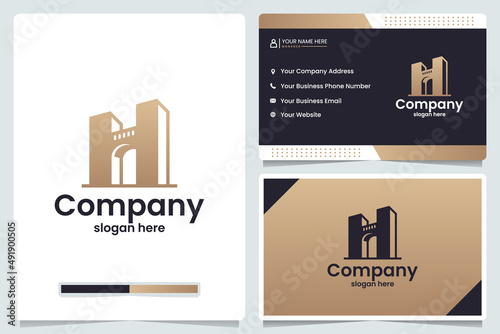 bridge tower , buildings ,logo design and business card