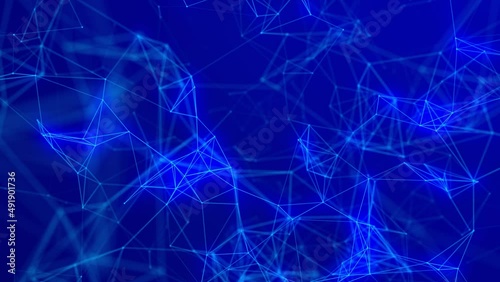Digital Plexus background.Data technology and scientific illustration. Moving dots and lines network connection structures. 3d rendering. 4K