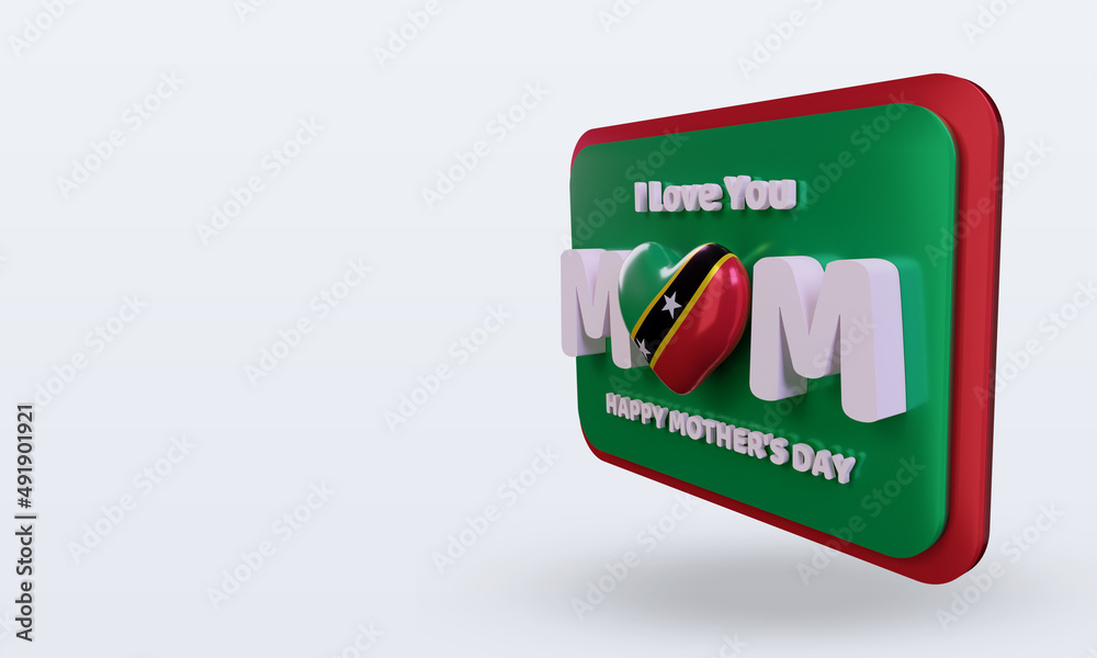 Fototapeta premium 3d mothers day St Kitts and Nevis flag rendering right view