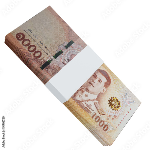 Thailand currency baht 1000: stack of baht thai banknote