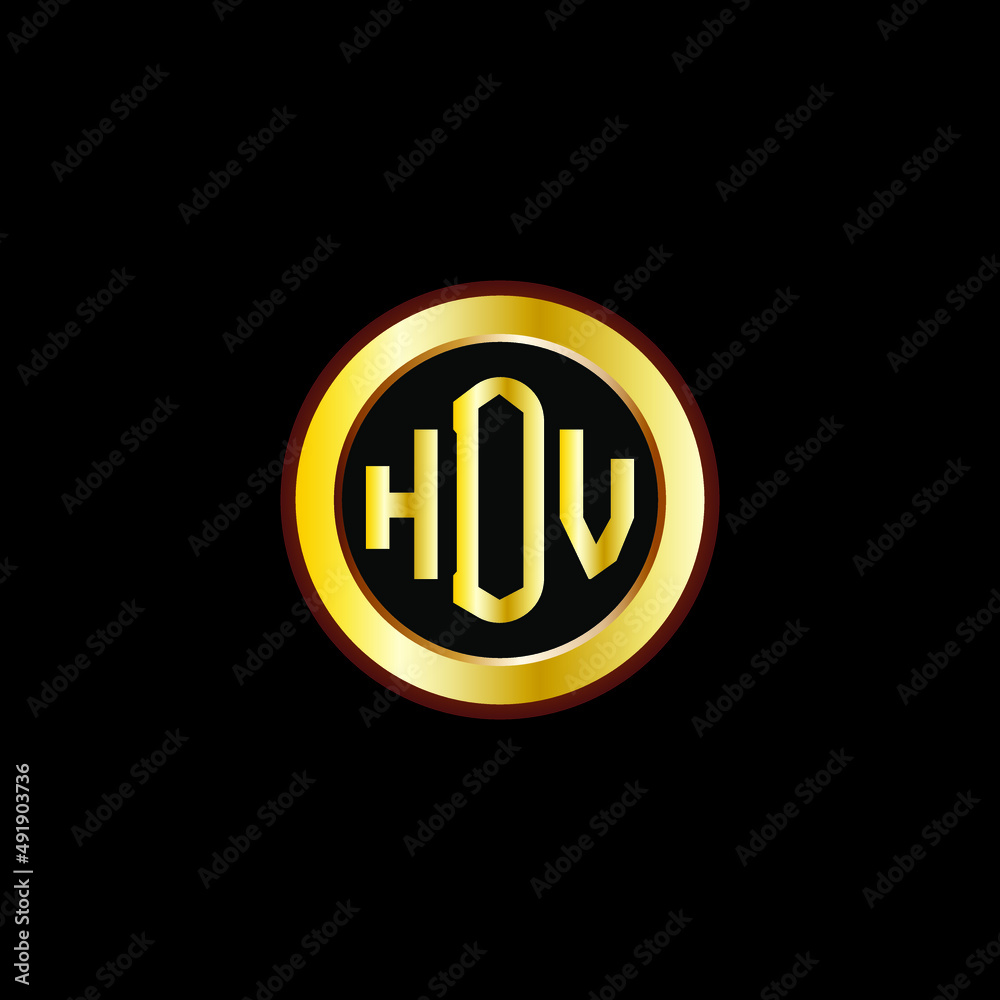 HDV letter circle logo design. HDV letter logo design with black ...