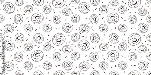 seamless pattern cake donuts in the form of lines for background, greeting card, packaging, texture, fabric pattern, wallpaper, cake shop wall decoration 