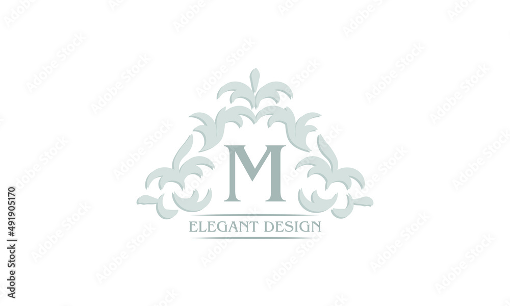 Vector logo with the letter M. Can be used for jewelry, beauty and fashion industry. Great for logo, monogram, invitation, flyer, menu, brochure, background or any desired idea.