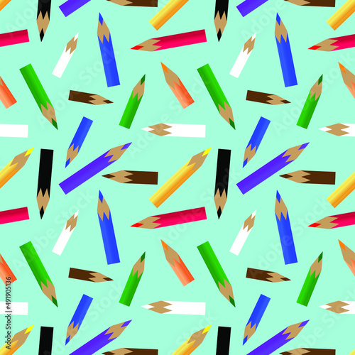 seamless pattern colored pencils for background, greeting card, packaging, texture, fabric pattern, wallpaper, back school theme wall decoration