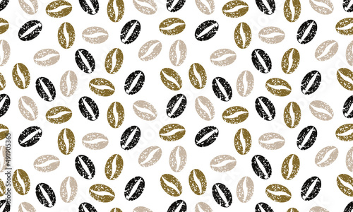 seamless pattern coffee beans grunge effect for background, greeting card, packaging, texture, fabric pattern, wallpaper, wall decoration