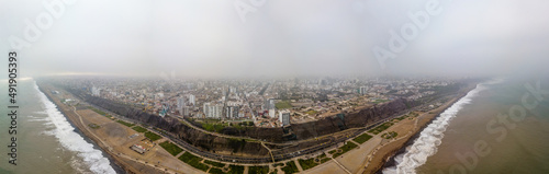 Aerial panorama of Lima coastline