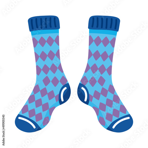 blue socks with rhombus