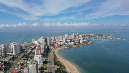 Wonderful panoramic view of Punta del Este main avenue and the seaside in Maldonado State  Uruguay
