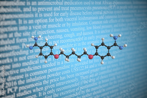 Molecular model of pentamidine, 3D rendering photo