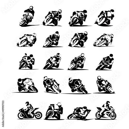 Extreme Motorbike Rider vector eps set 16x photo