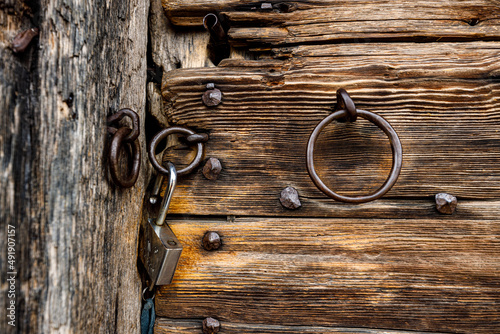 the old wooden door of chiscau in romania