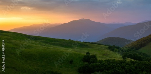  scenic summer dawn in the mountains   picturesque morning scenery  Europe  Carpathian national park  Ukraine