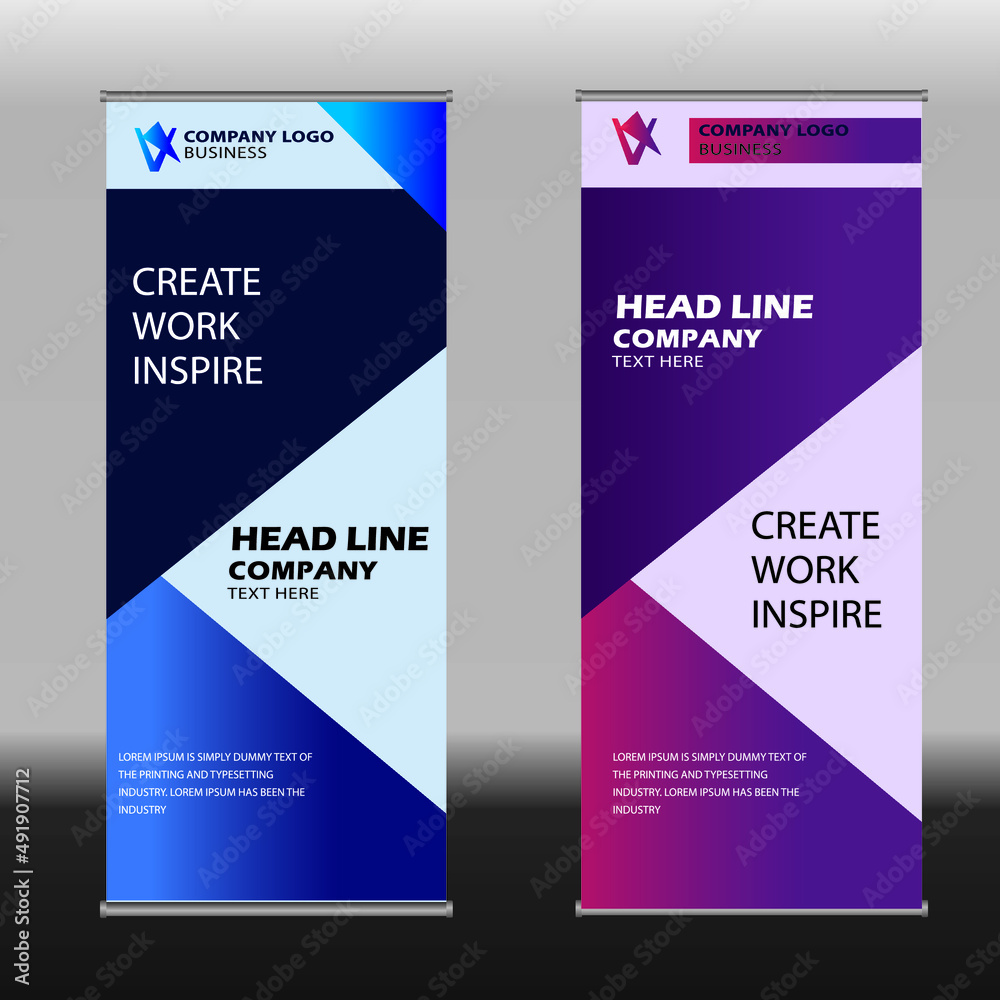 Roll up banner design template vector,business brochure flyer,modern publication x-banner and roll up.