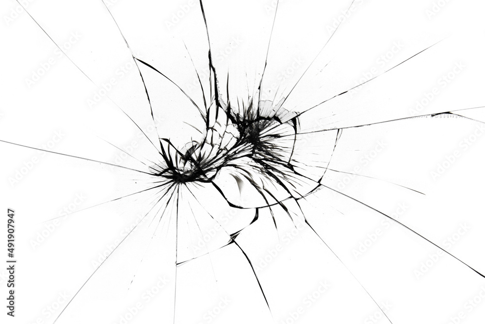 Broken glass on window isolated crack on white background. Cracks concept for design. Broken glass on window isolated crack on white background. Cracks concept for design.