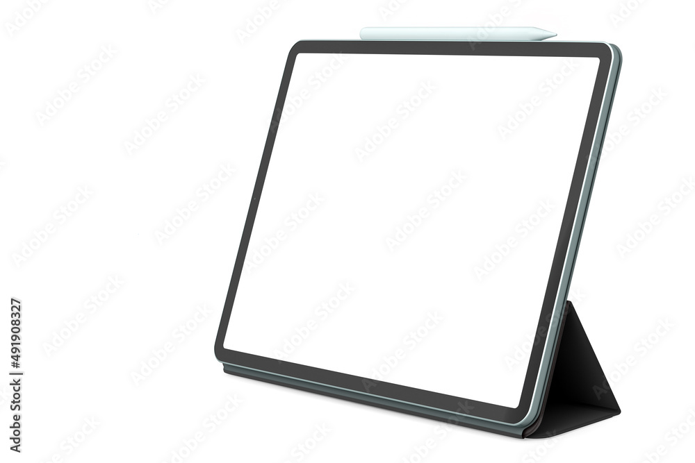 Computer tablet with cover case isolated on white background. Computer tablet with cover case isolated on white background.
