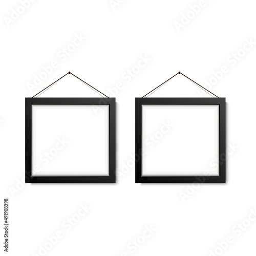 Empty frames for photos or pictures hanging on the wall. Vector