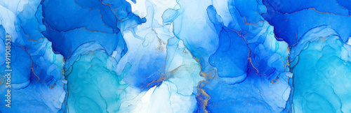 Abstract alcohol ink marble design background ink texture blue