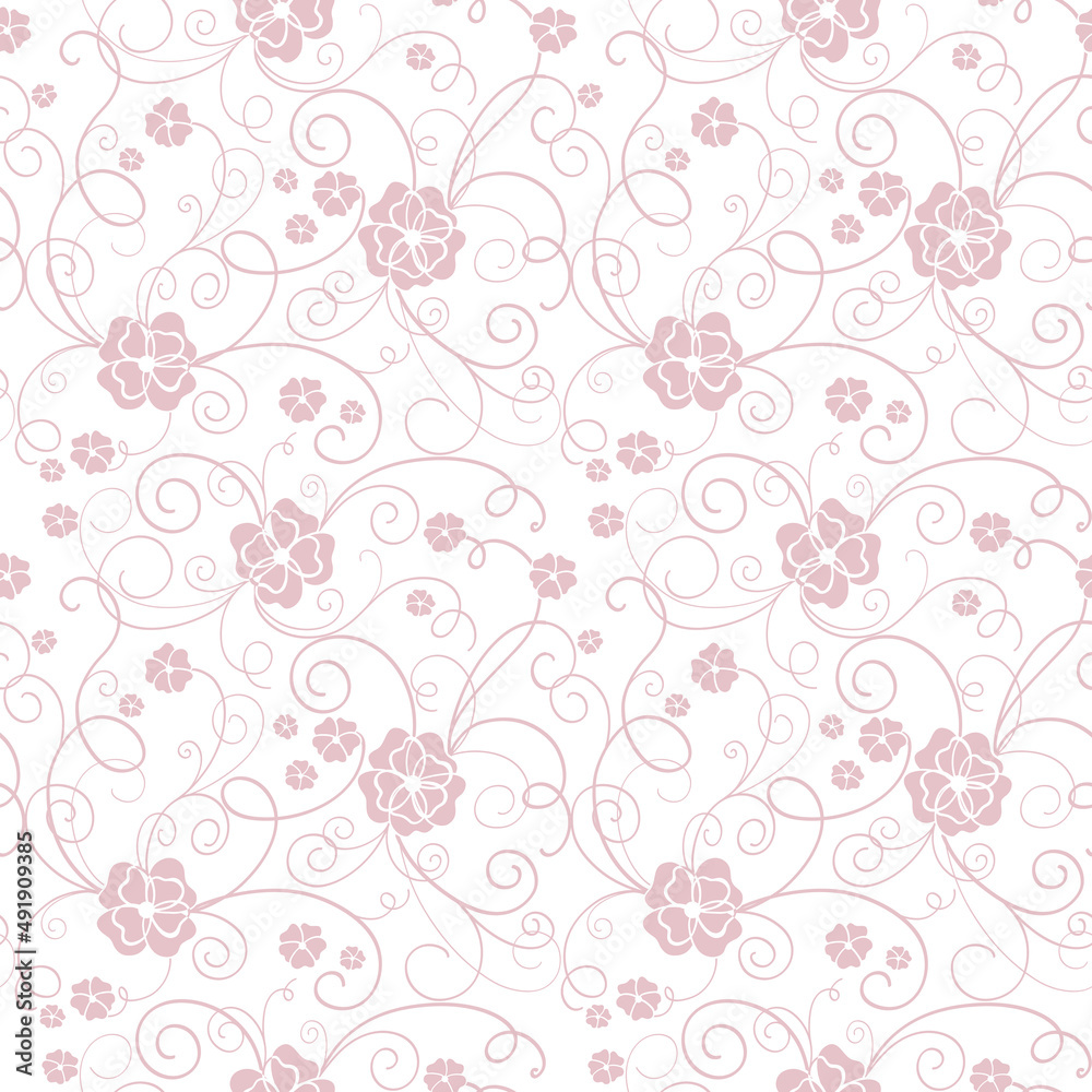 seamless white background with abstract pink flowers. Vector floral pattern with flowers seamless white background with abstract pink flowers. Vector floral pattern with flowers