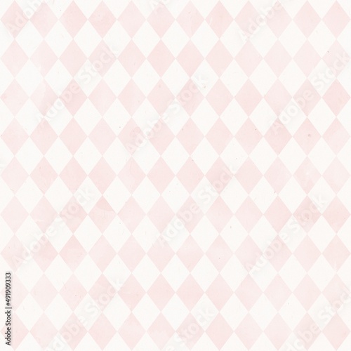 Watercolor rhombus seamless pattern. Vintage style. Soft pink color. Stock illustration.