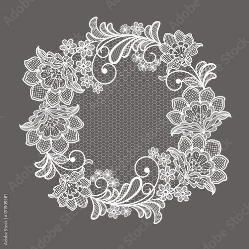 round lace flowers decorative element. Vector lace flowers decoration..