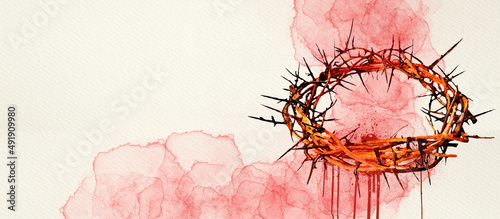 Lent Season, Holy Week, Good Friday concepts. Christian banner, watercolor photo