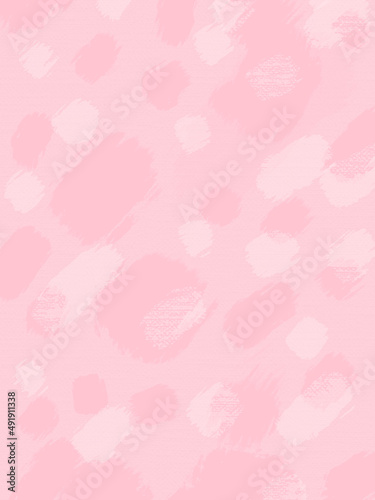 Pink background with white abstract spots. Print background for packaging or fabric. Bright hand-drawn illustration with chaotic spots.