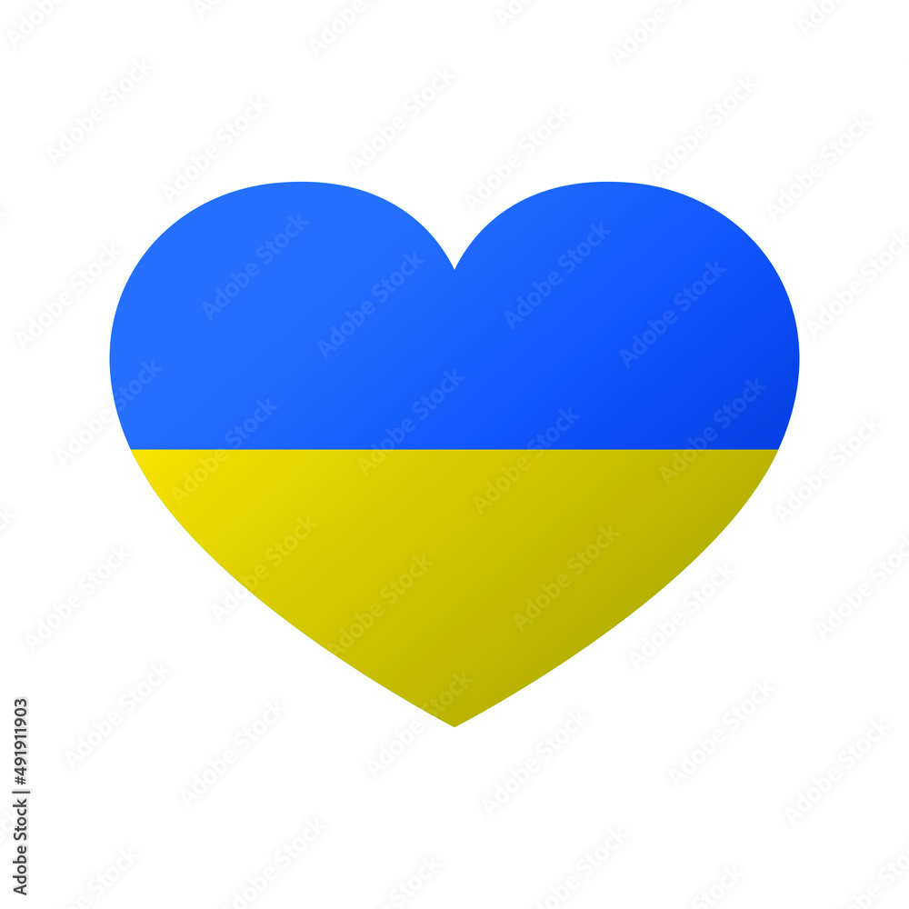 Flag of Ukraine in the shape of a heart. National ukrainian flag. Vector illustration. Graphic design Flag of Ukraine in the shape of a heart. National ukrainian flag. Vector illustration. Graphic design
