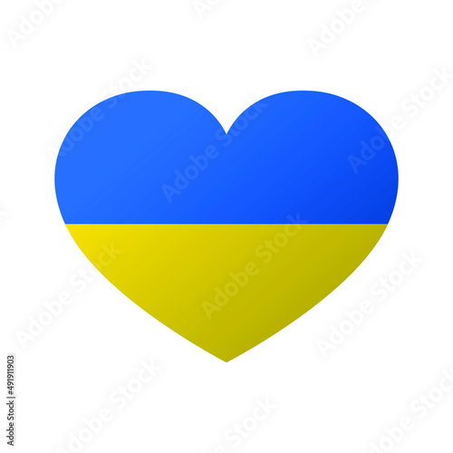 Flag of Ukraine in the shape of a heart. National ukrainian flag. Vector illustration. Graphic design