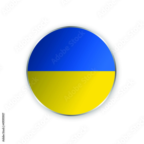 Flag of Ukraine in the shape of a circle. National ukrainian flag. Round button. Vector illustration. Isolated icon