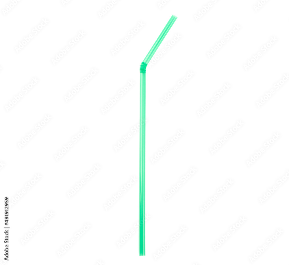 Green cocktail tube with a curve isolated on a white background. Green cocktail tube with a curve isolated on a white background.