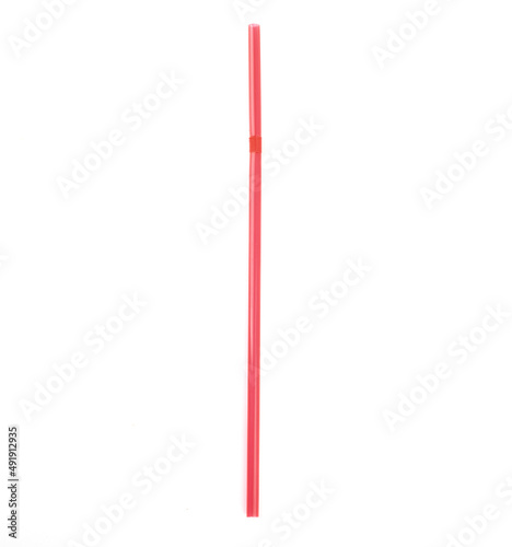 Red cocktail tube isolated on white background.