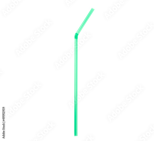 Green cocktail tube with a curve isolated on a white background. © svdolgov