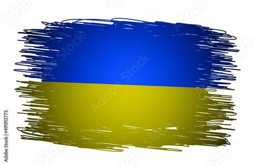 Flag of Ukraine. National ukrainian flag in scribble style. Vector illustration. Hand drawn flag