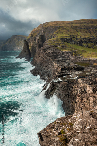 Faroe Islands, Denmark, stormy weather in Vagar island