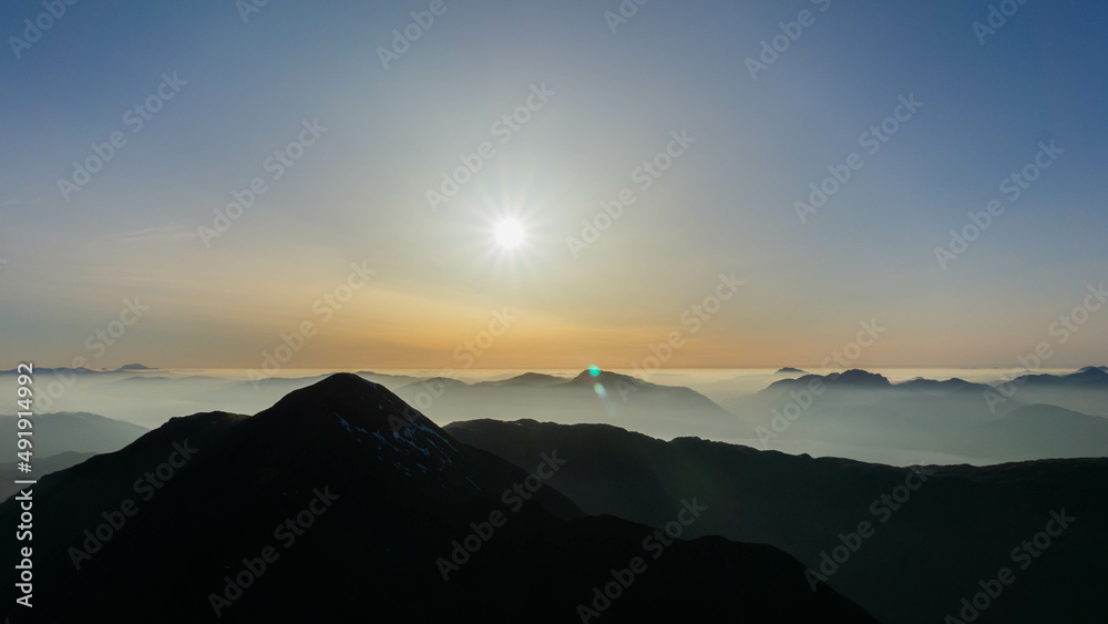 sunset in the mountains