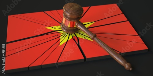 Judge's gavel and broken block with flag of Vietnam. Conceptual 3d rendering
