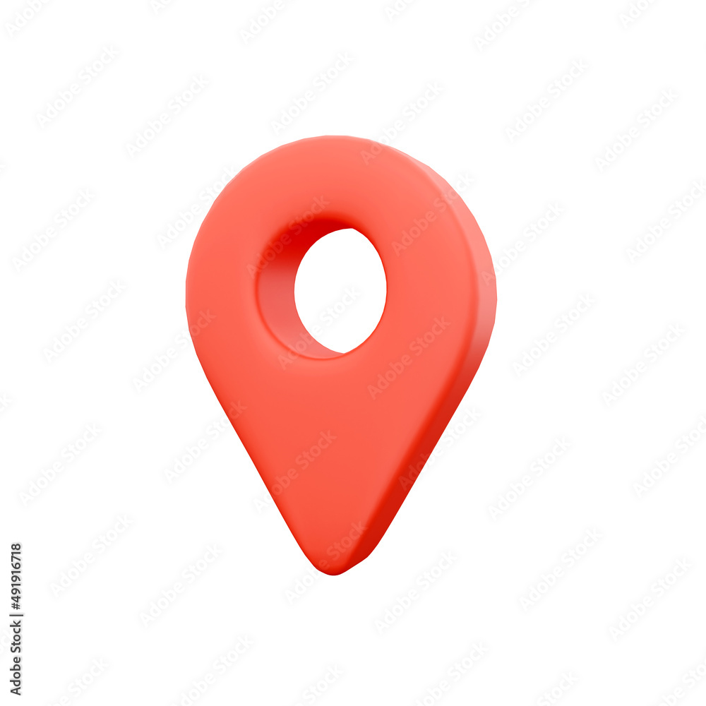 Red Map Pin Icon with on White Background. Red pin, location icon Illustration. - obrazy, fototapety, plakaty 